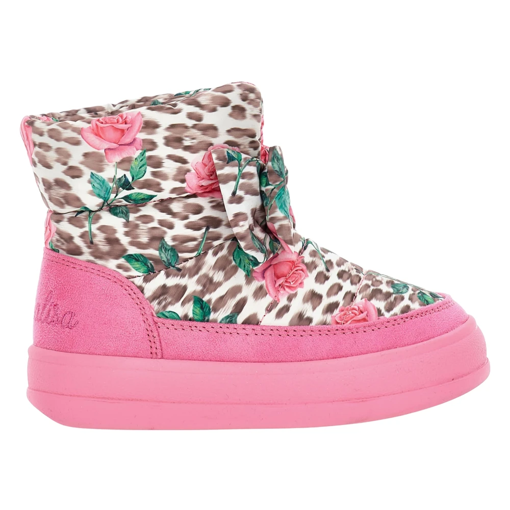 Monnalisa Women's Pink Leopard Rose Snow Boots