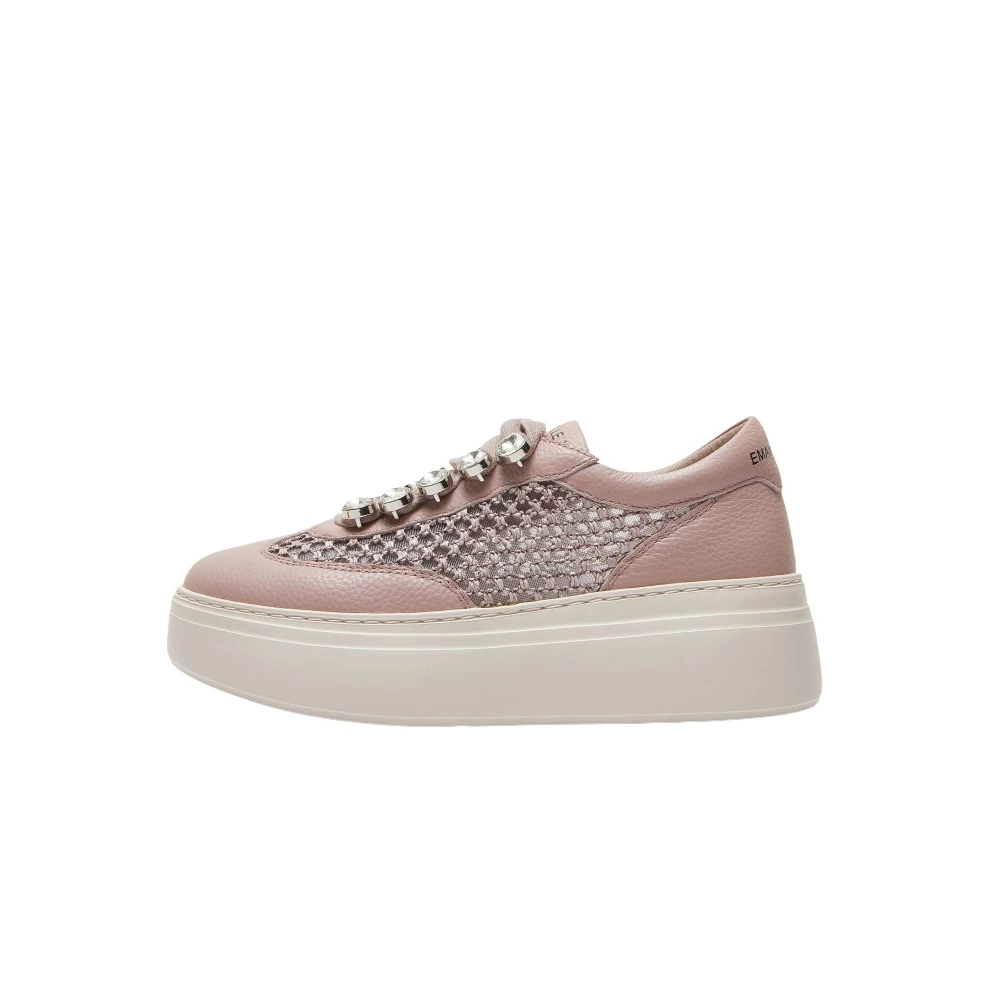 Emanuelle Vee stoffen sneakers met strass detail Dames Schoenen Roze