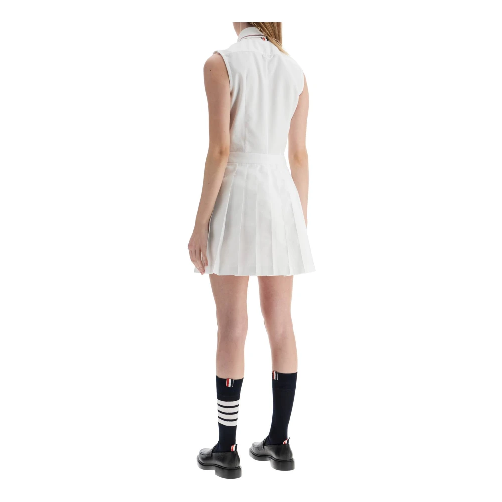 Thom Browne Elegante Witte Katoenen Geplooide Jurk White Dames