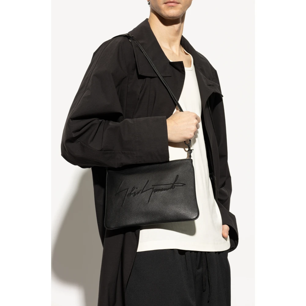 Yohji Yamamoto Schoudertas met logo Black Heren