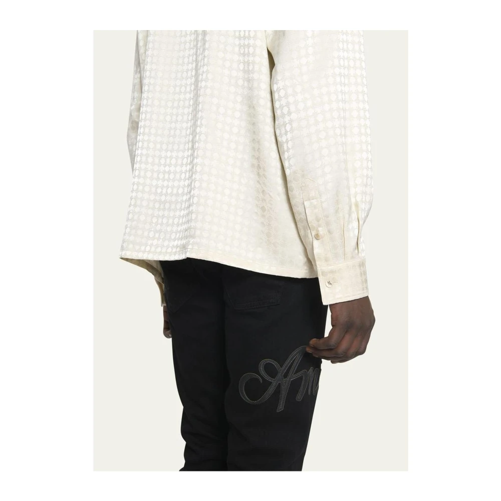 Amiri Viscose Shirt met Knopen en Merk Motief White Heren