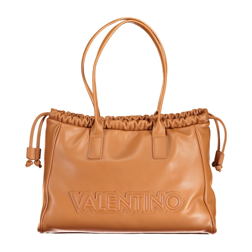 Valentino by Mario Valentino Bruine polyethyleen schoudertas met binnenzak en trekkoord Brown Dames