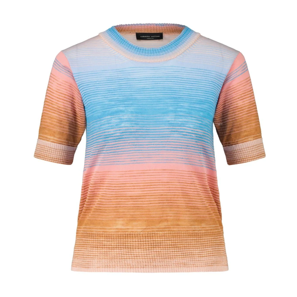 Roberto Collina Gestreepte korte mouw gebreide trui Multicolor Dames