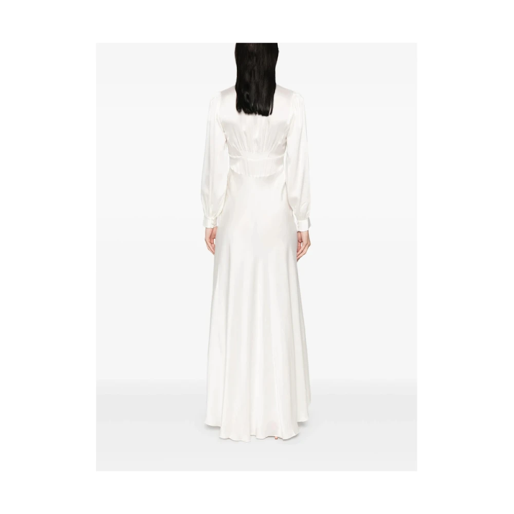 Rixo Witte V-hals Jurk met Geknoopte Manchetten White Dames