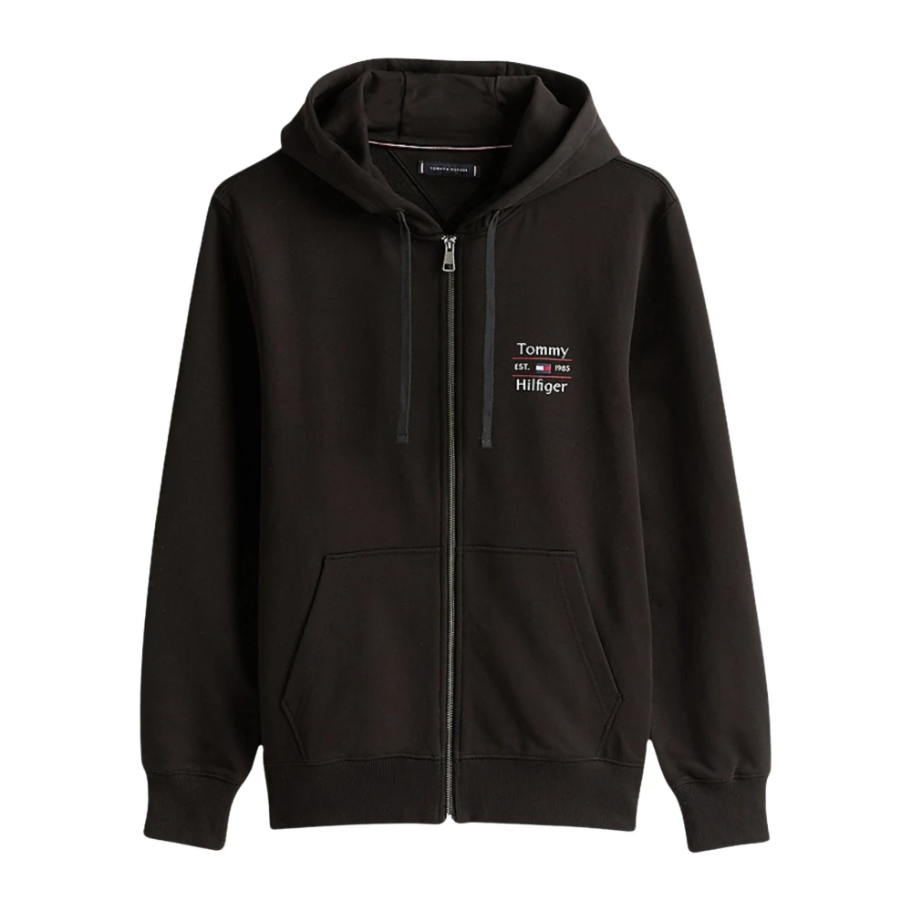 Tommy Hilfiger Men's Black Cotton Zip-Up Hoodie - Zip-Throughs - L - Sweatshirts & Hoodies
