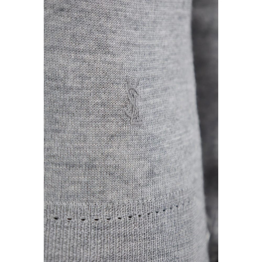 Saint Laurent Wollen coltrui met geborduurd logo Gray Dames
