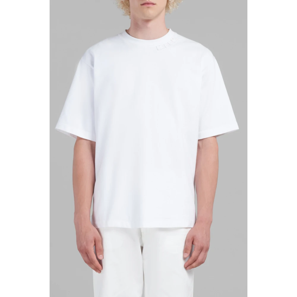 Marni Oversized Wit Katoenen T-Shirt White Heren