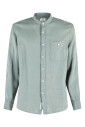 green-linen-band-collar-shirt