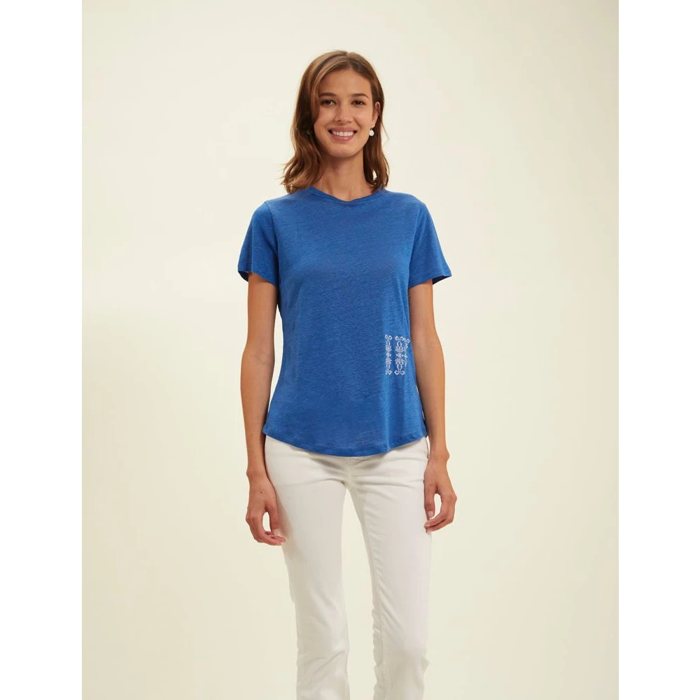 Ines De La Fressange Paris Kobaltblauw Linnen T-shirt Blue Dames