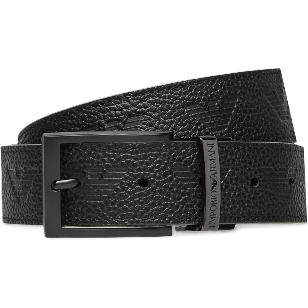 Emporio Armani Men's Black Belts, One Size, Casual Leather Belt