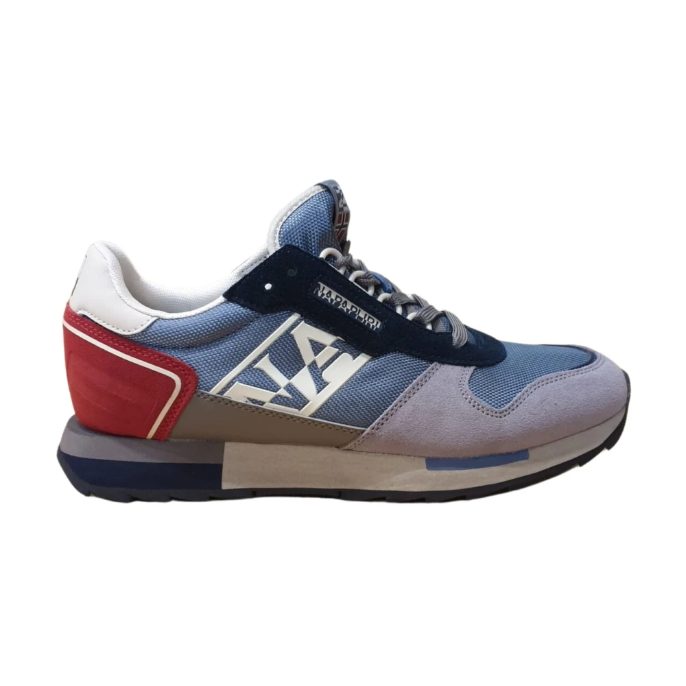 Napapijri Men's Blue Sneakers, 8 Uk, Leather Low-Top Trainers