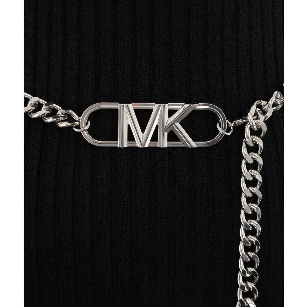 Michael Kors Geribde Viscose Bustierjurk met Ceintuur Black Dames