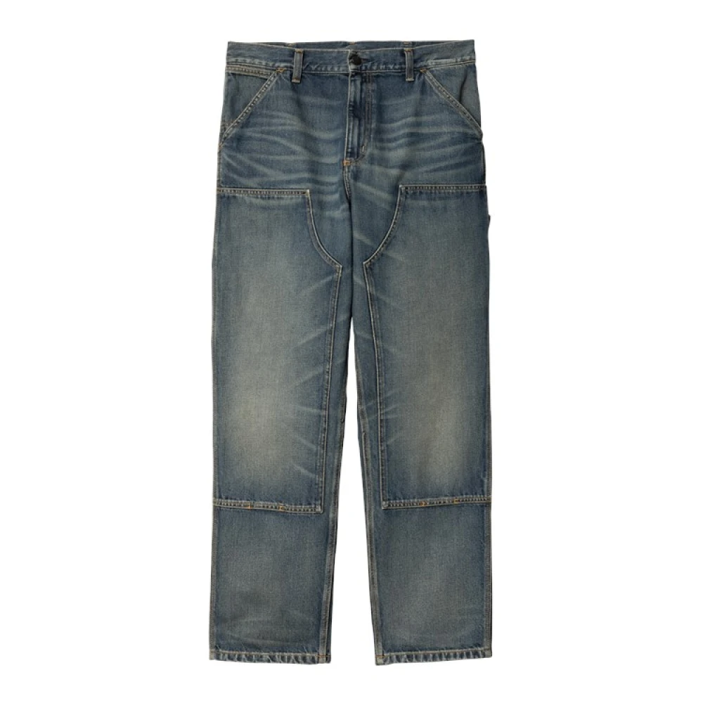Carhartt WIP Blauwe Denim Dubbele Knie Broek Blue Heren