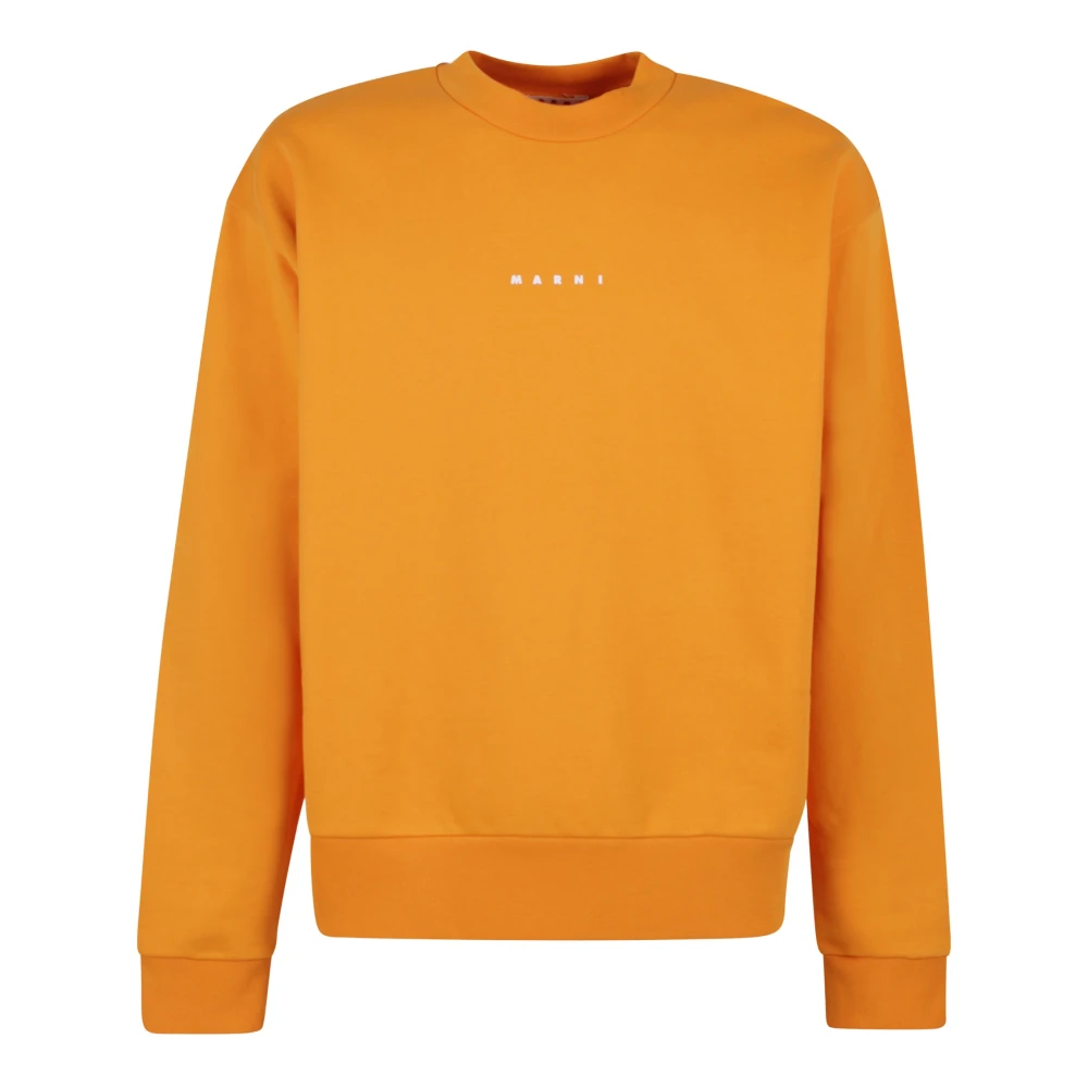 Marni Geborduurde Trui Logo Print Sweatshirt Orange Blue Heren