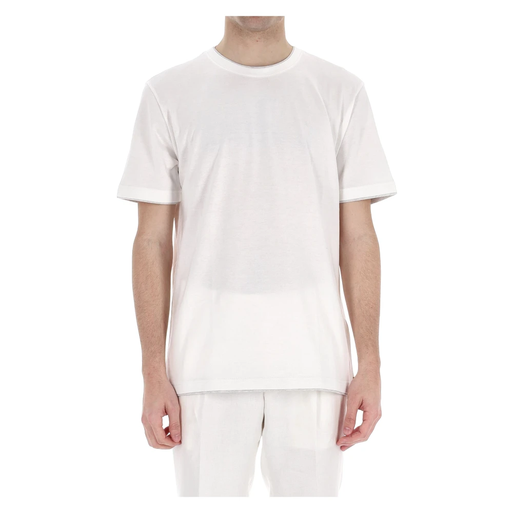 Eleventy Men's White T-Shirts, S, Crew-Neck Cotton T-Shirt