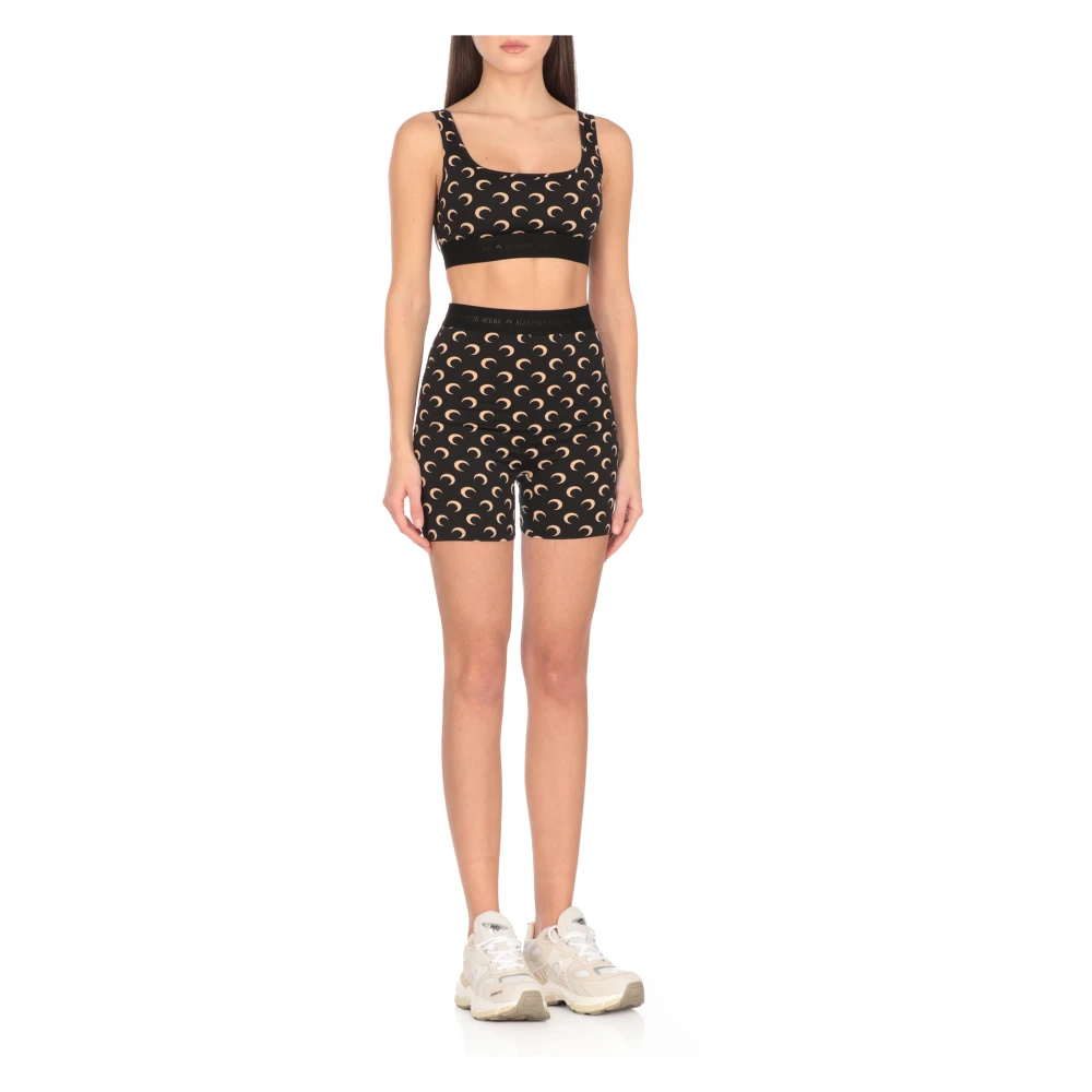 Marine Serre Zwarte Mouwloze Top met Maanlogo Black Dames