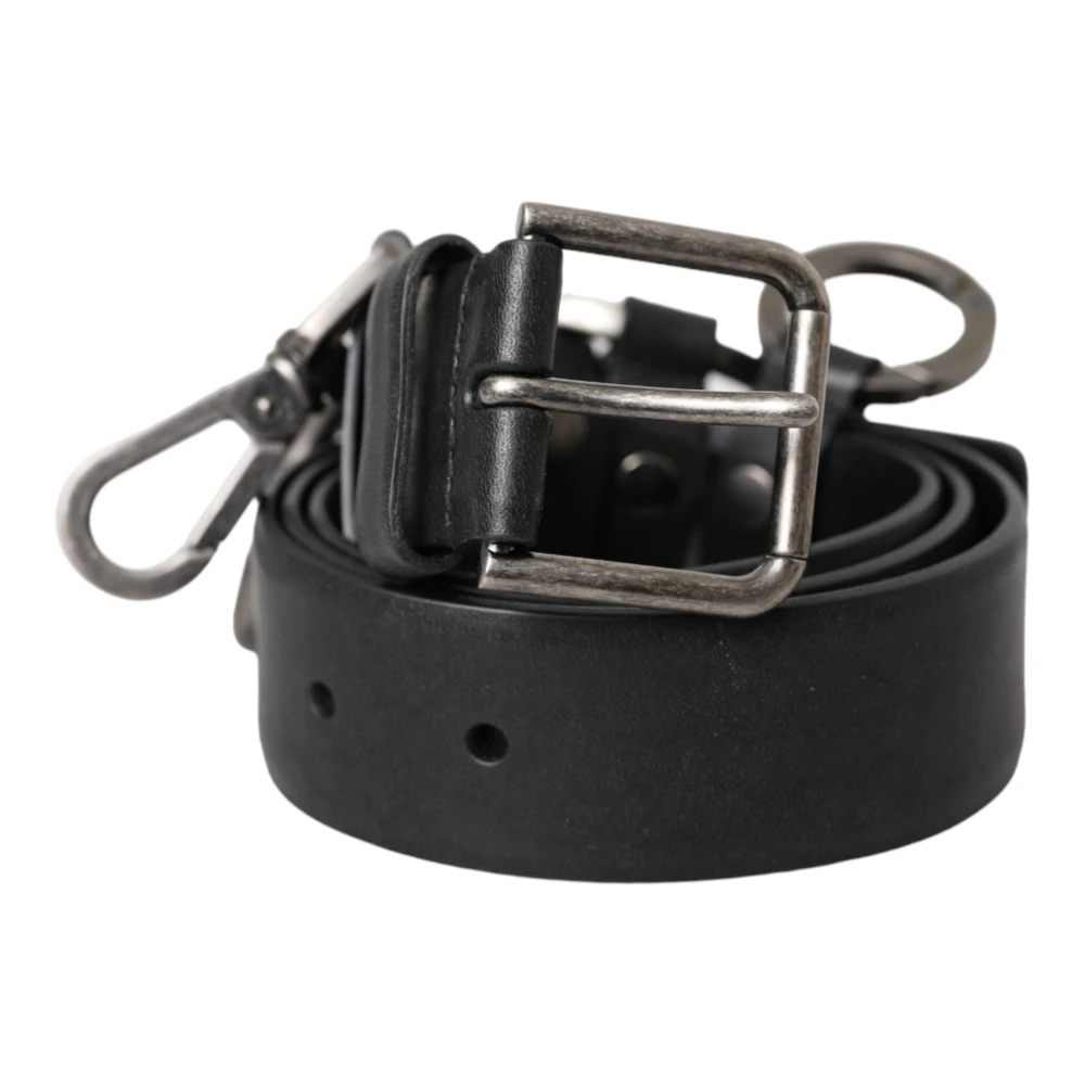 Dolce & Gabbana Men's Black Leather Metal Buckle Belt
