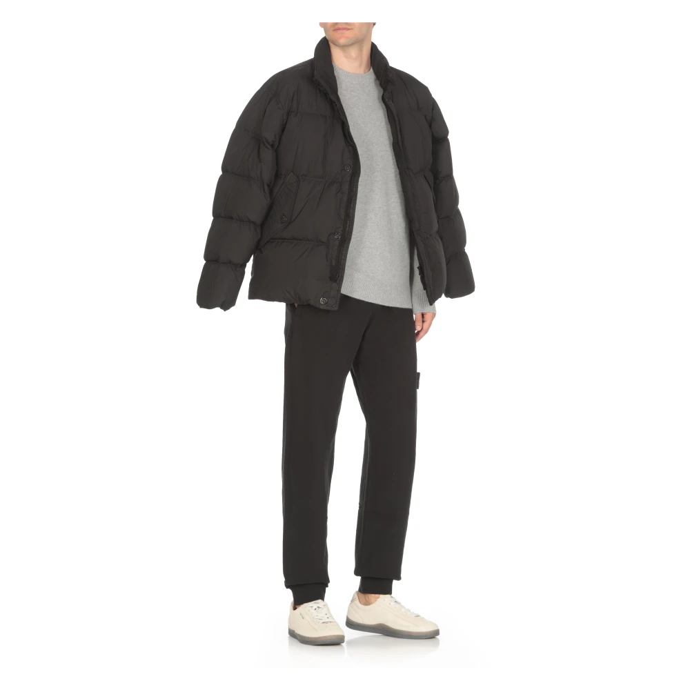 Stone Island Grijze Wollen Trui Ronde Hals Lange Mouw Gray Heren
