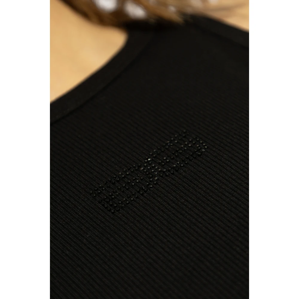 Gestuz Ribgebreide Top Black Dames