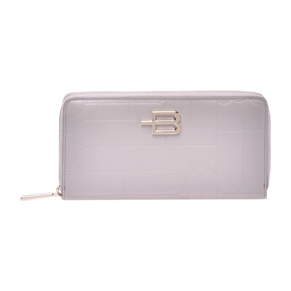 Baldinini Women's Beige Wallets & Cardholders, One Size, Wallet With Zip In Taupe Quilted Leather And Monogram