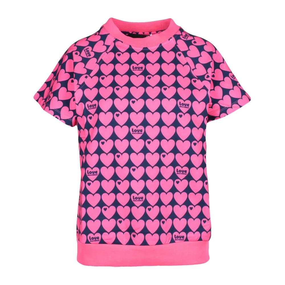 Love Moschino Katoen Elastaan T-shirt Pink Dames