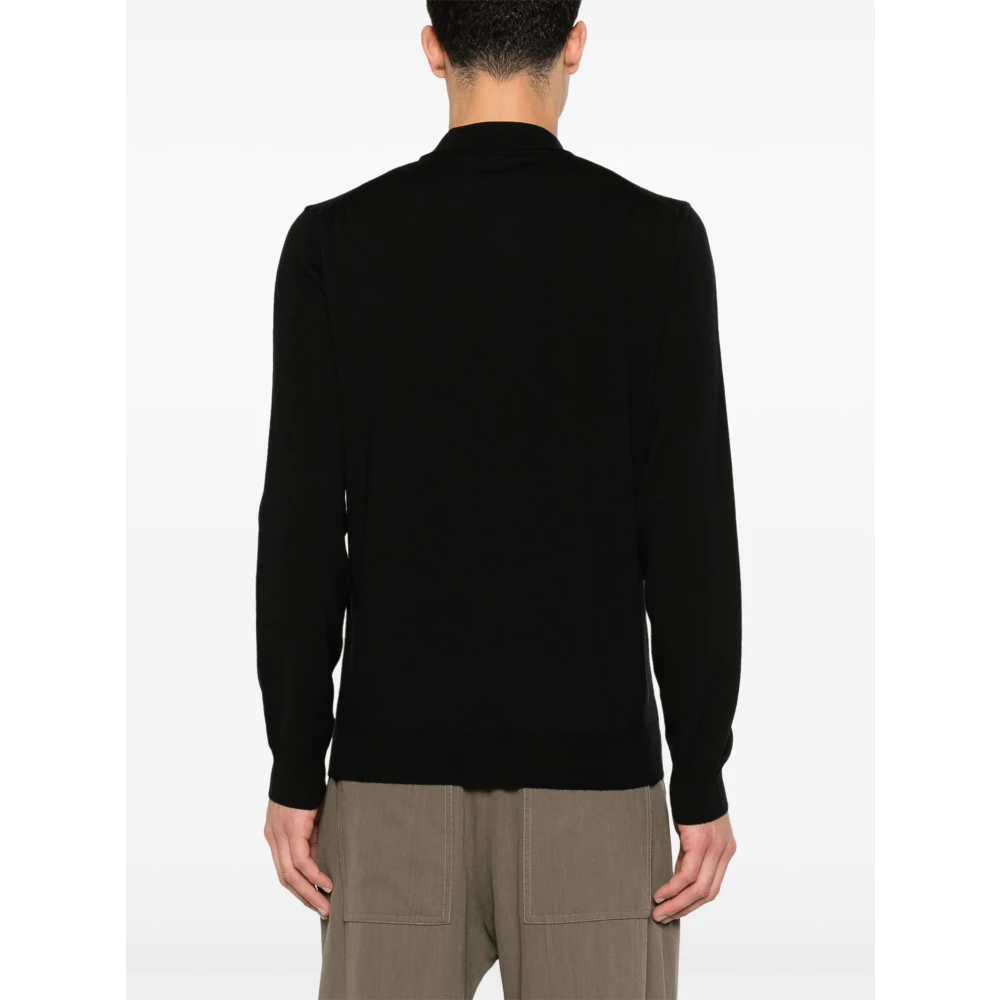 Corneliani Wollen Polo Shirt Black Heren