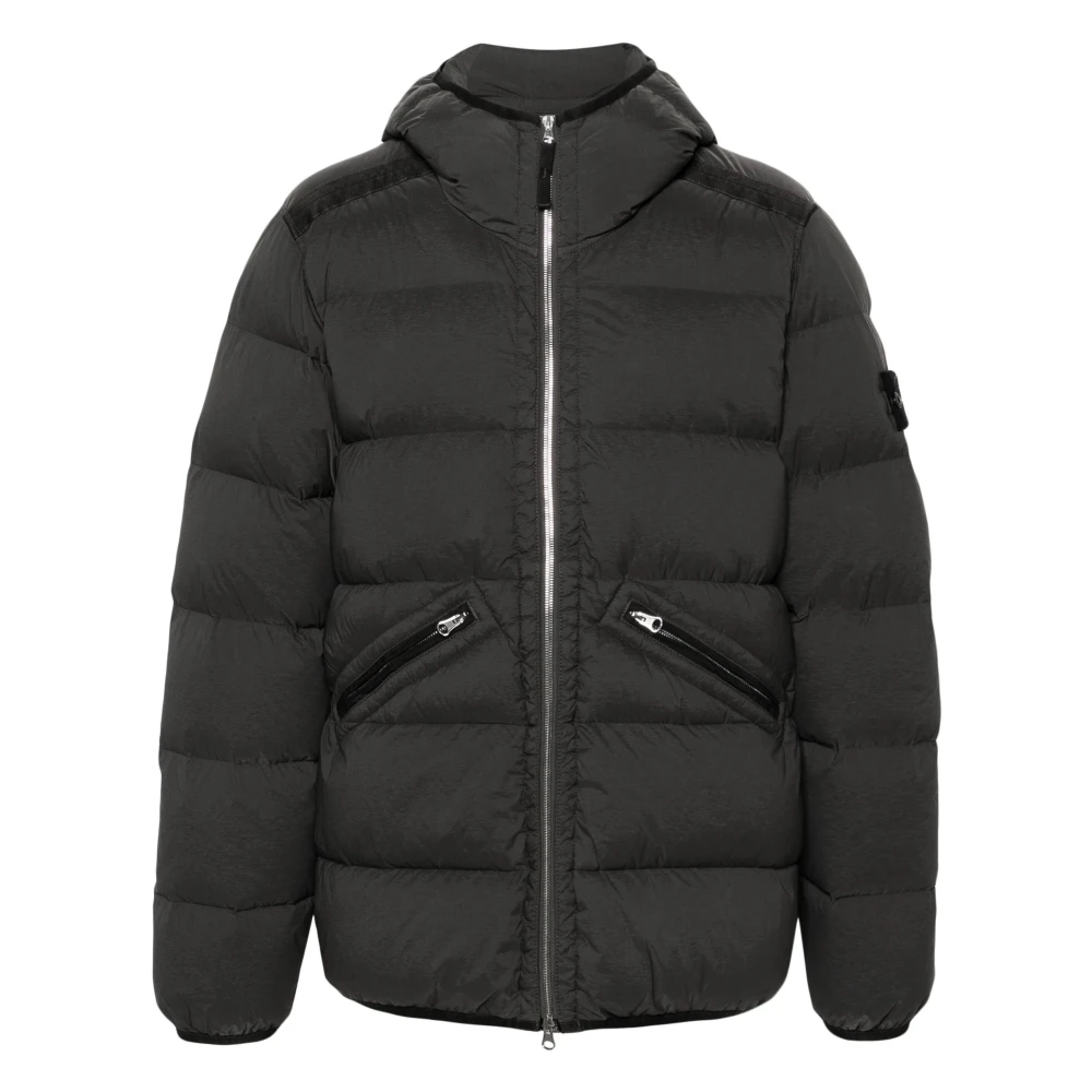 Stone Island Stretch Hooded Pufferjas Black Heren