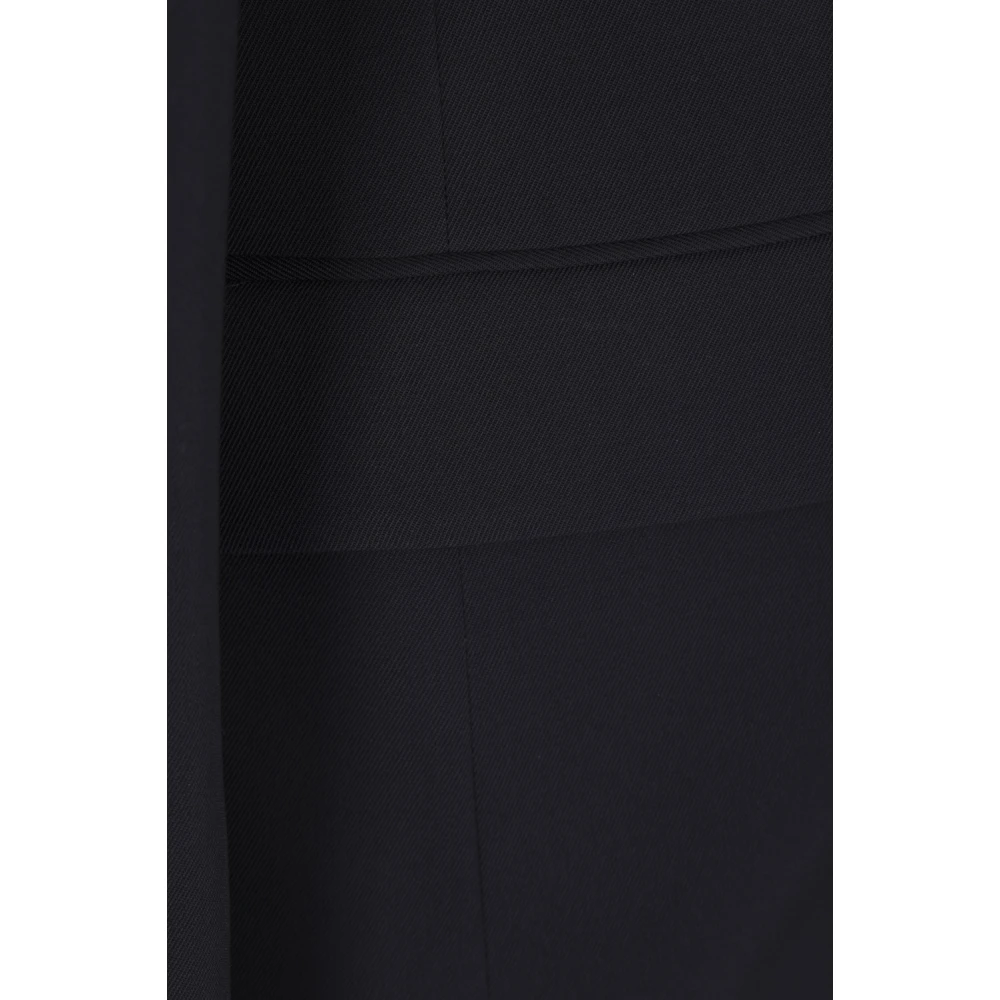 Gucci Blauwe Wol Gabardine Single-Breasted Jas Black Heren