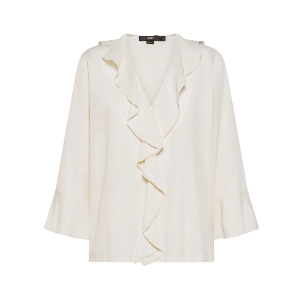 Seventy Beige Blouses, Female, Xs, Blusa In Tessuto Misto Seta E Jersey
