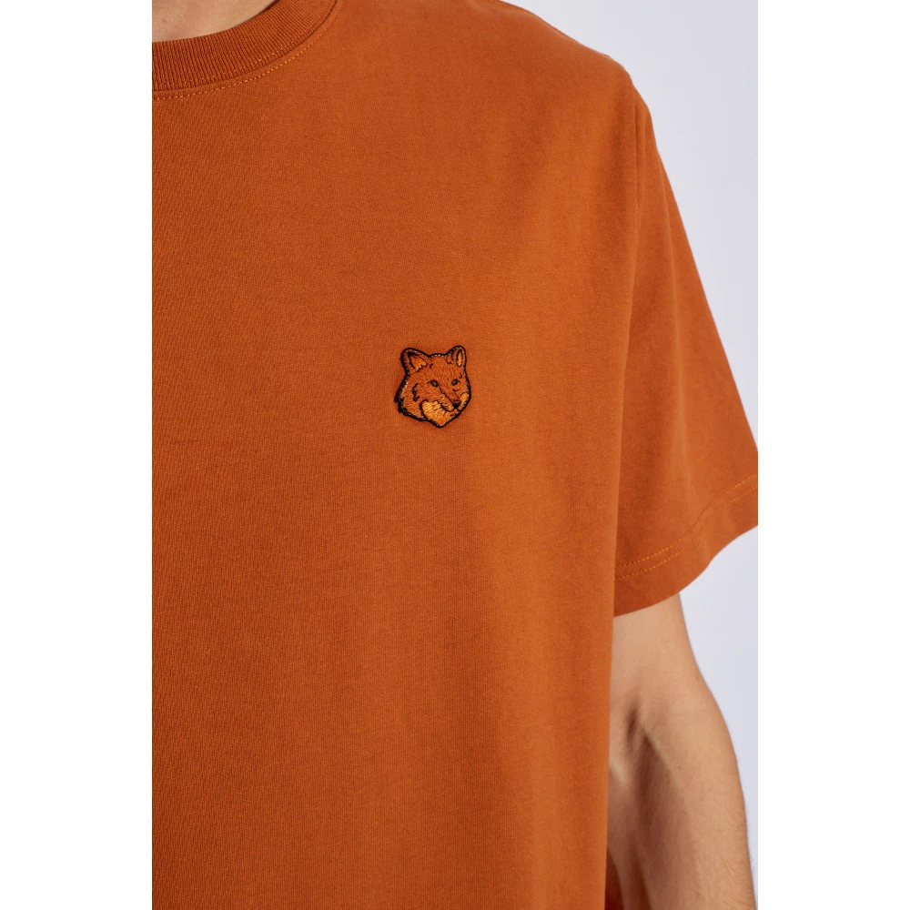 Maison Kitsuné T-shirt met logo Brown Heren