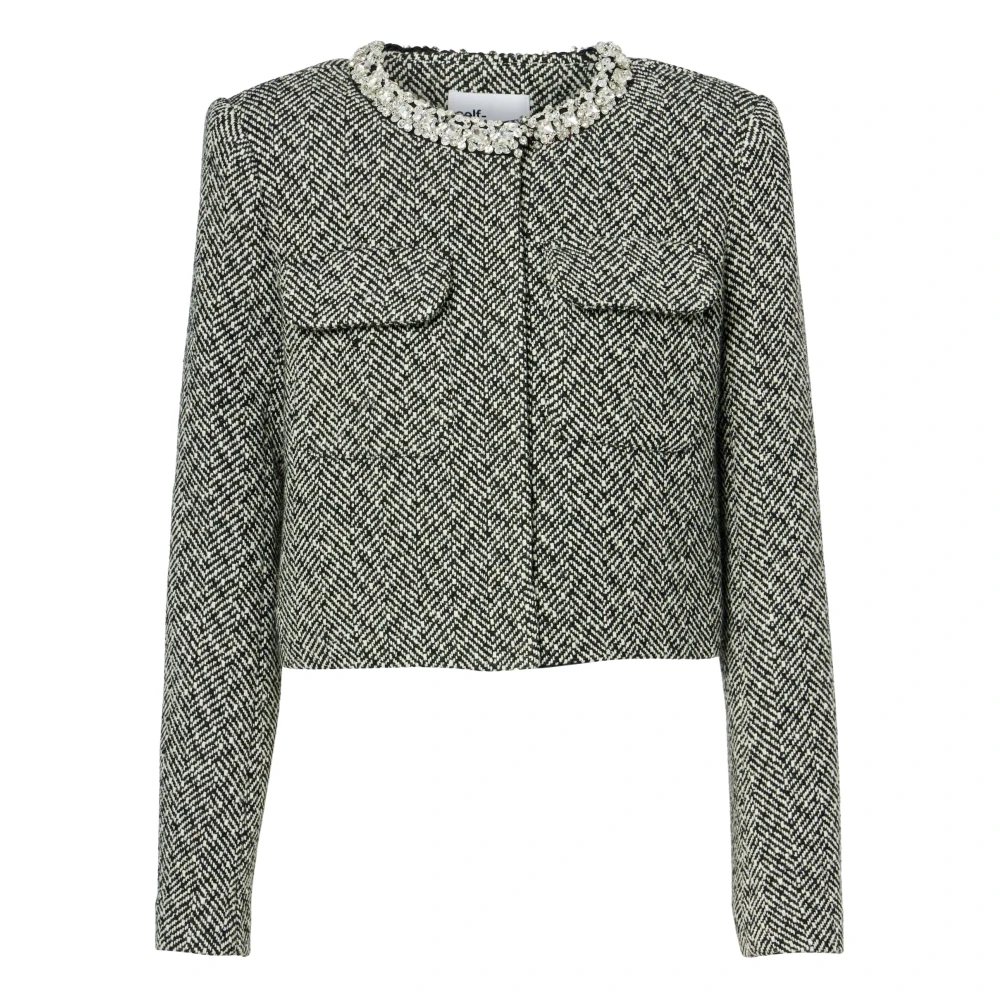 Self Portrait Geknipte Stijlvolle Jas Versierd Aw24-060Ja-B Black Dames