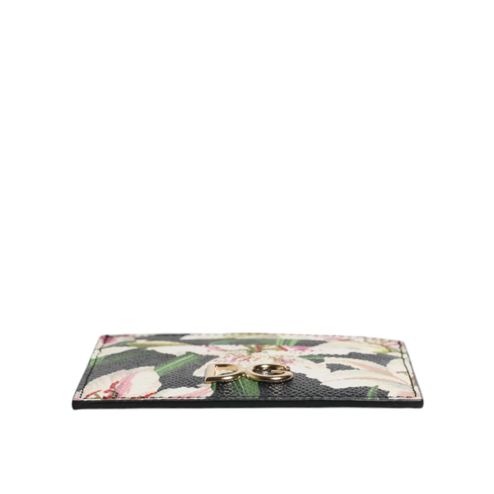 Dolce & Gabbana Zwarte Bloemen Leren Kaarthouder Portemonnee Multicolor Dames