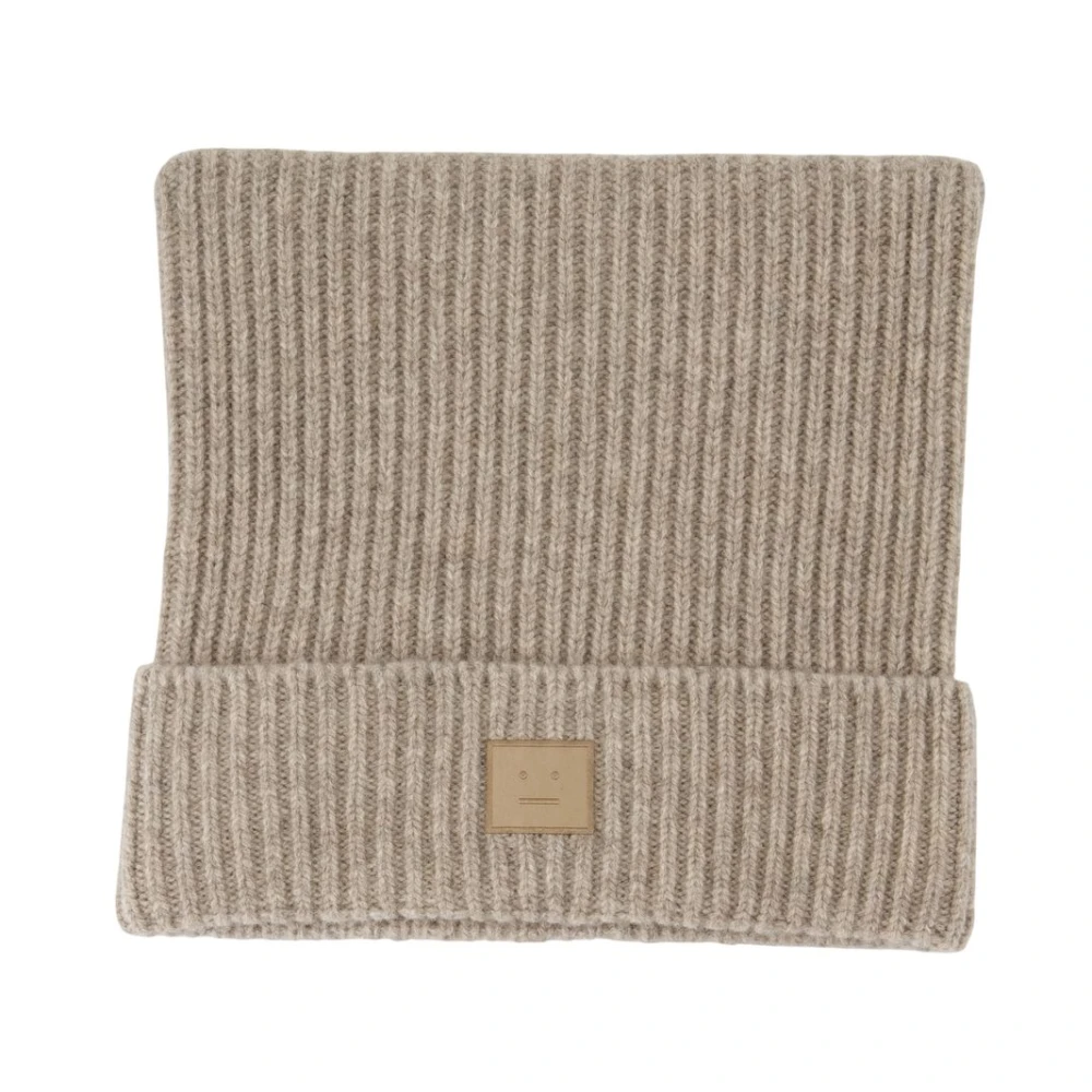 Acne Studios Unisex Beige Accessories, One Size, Face Logo Square Beanie