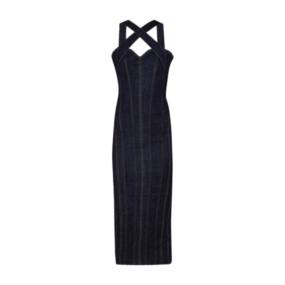 Liu Jo Gekruiste Amerikaanse halslijn denim jurk Blue Dames