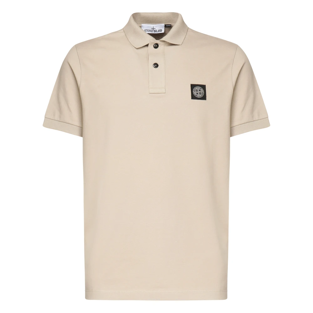 Stone Island Beige Polo Shirt met Logo Patch Beige Heren