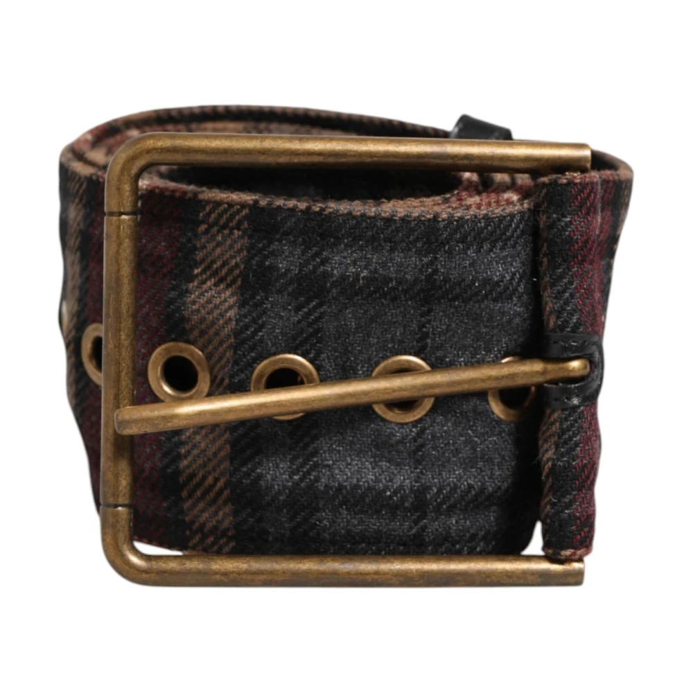 Dolce & Gabbana Uomo Multicolor - Cintura In Tessuto Scozzese Con Fibbia In Ottone - Accessories - E - One Size