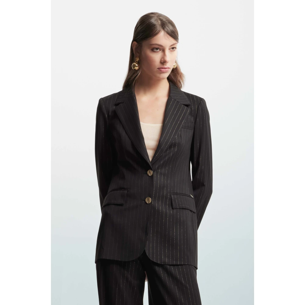 Kocca Gestreepte Elegante Damesjas Black Dames