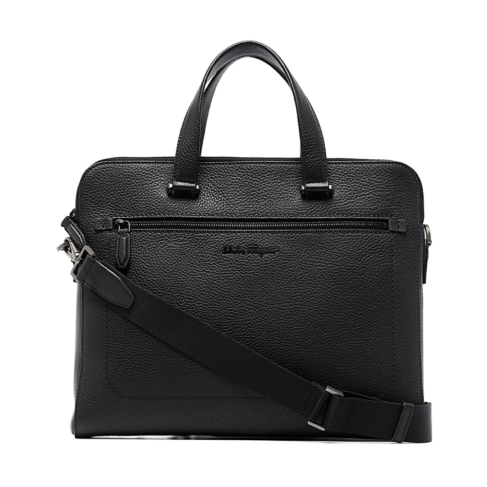 Salvatore Ferragamo Stijlvolle Leren Portemonnee voor Mannen Black Heren