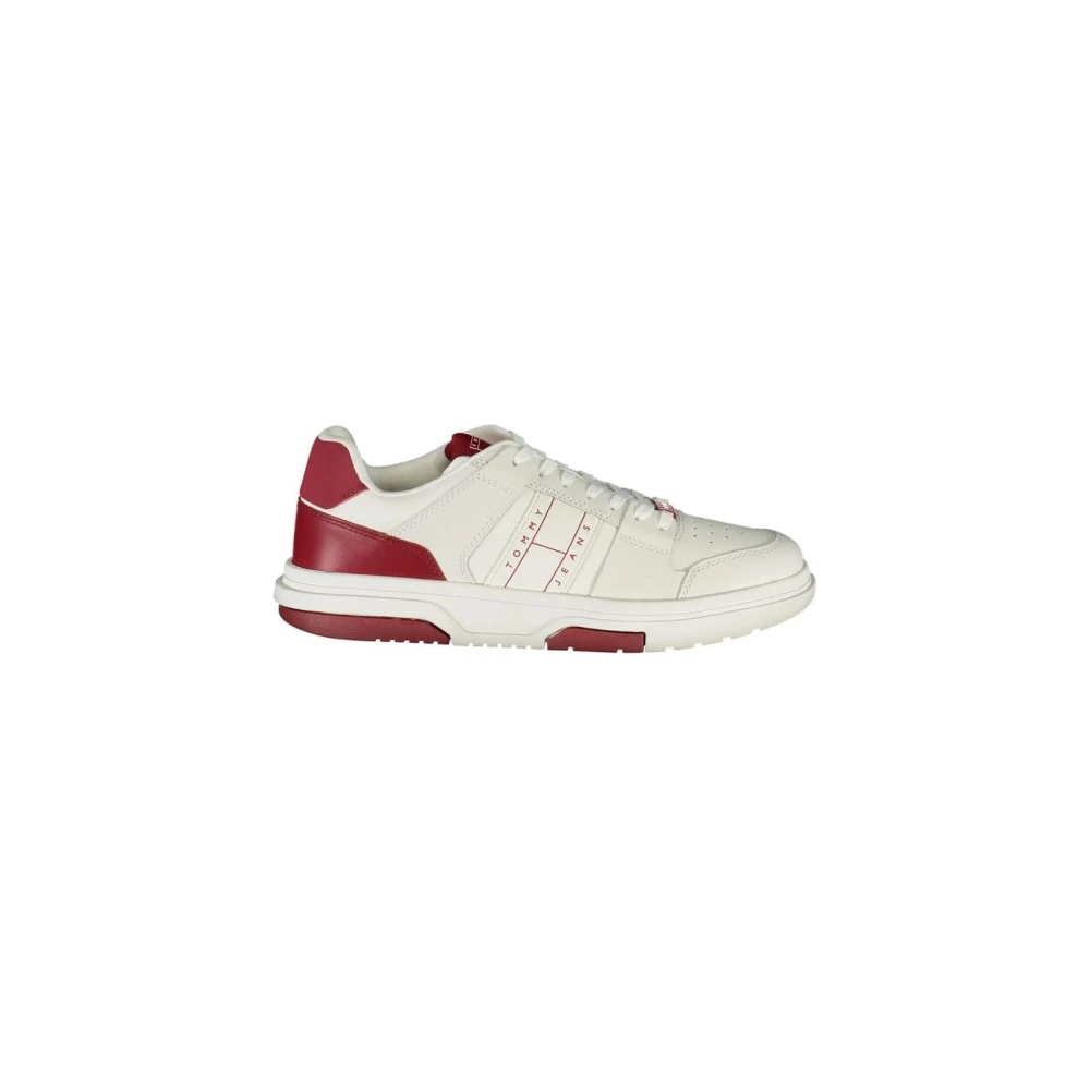 Tommy Hilfiger Men's White Sneakers, 7 Uk, Red Polyester Trainers For Style And Performance