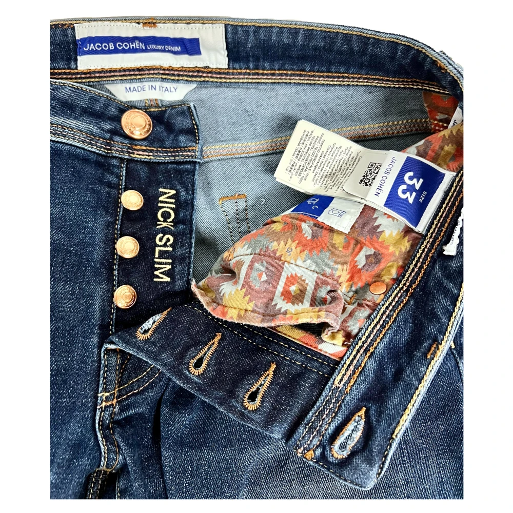 Jacob Cohën Nick Slim Caramel Label Mid Blue Gebruikte Jeans Blue Heren