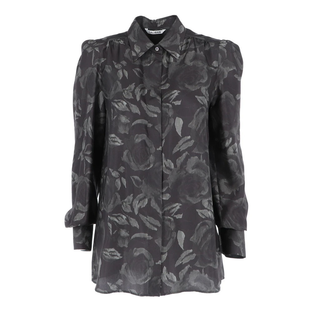 Caliban Casual Katoenen Overhemd voor Mannen Black Dames