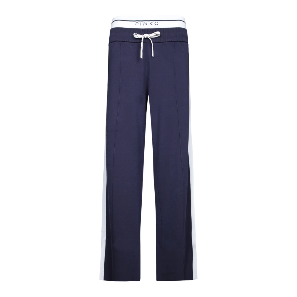 Pinko Women's Blue Dark Athletic Side Stripe Trousers Extra Small