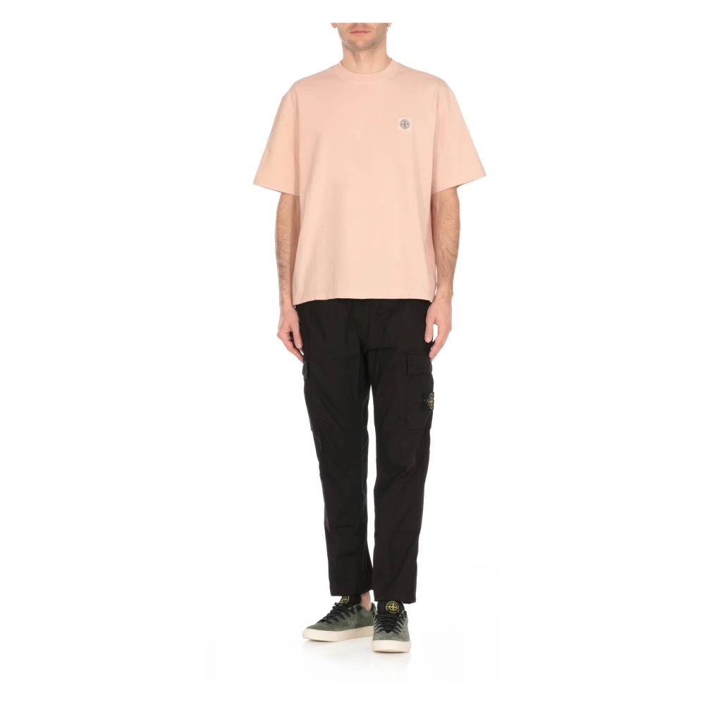 Stone Island Roze Katoenen T-shirt met Logopatch Pink Heren
