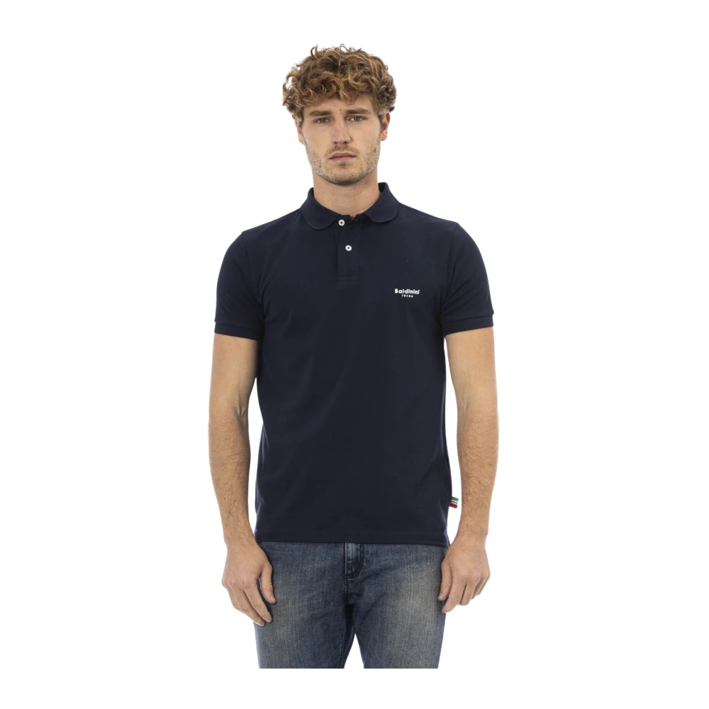 Baldinini Geborduurde Polo T-shirts Korte Mouw Blue Heren