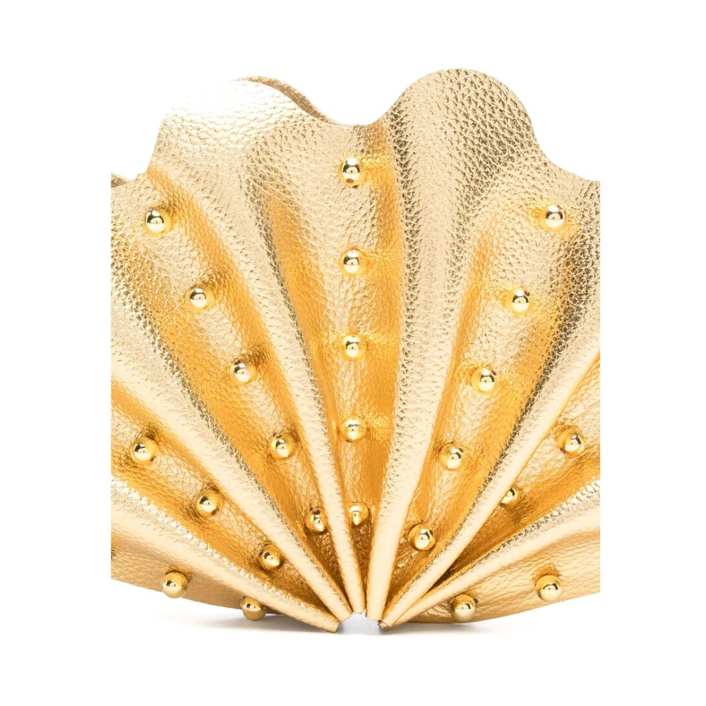 Vanina Kralen Goudkleurige Magneetsluiting Tas Yellow Dames