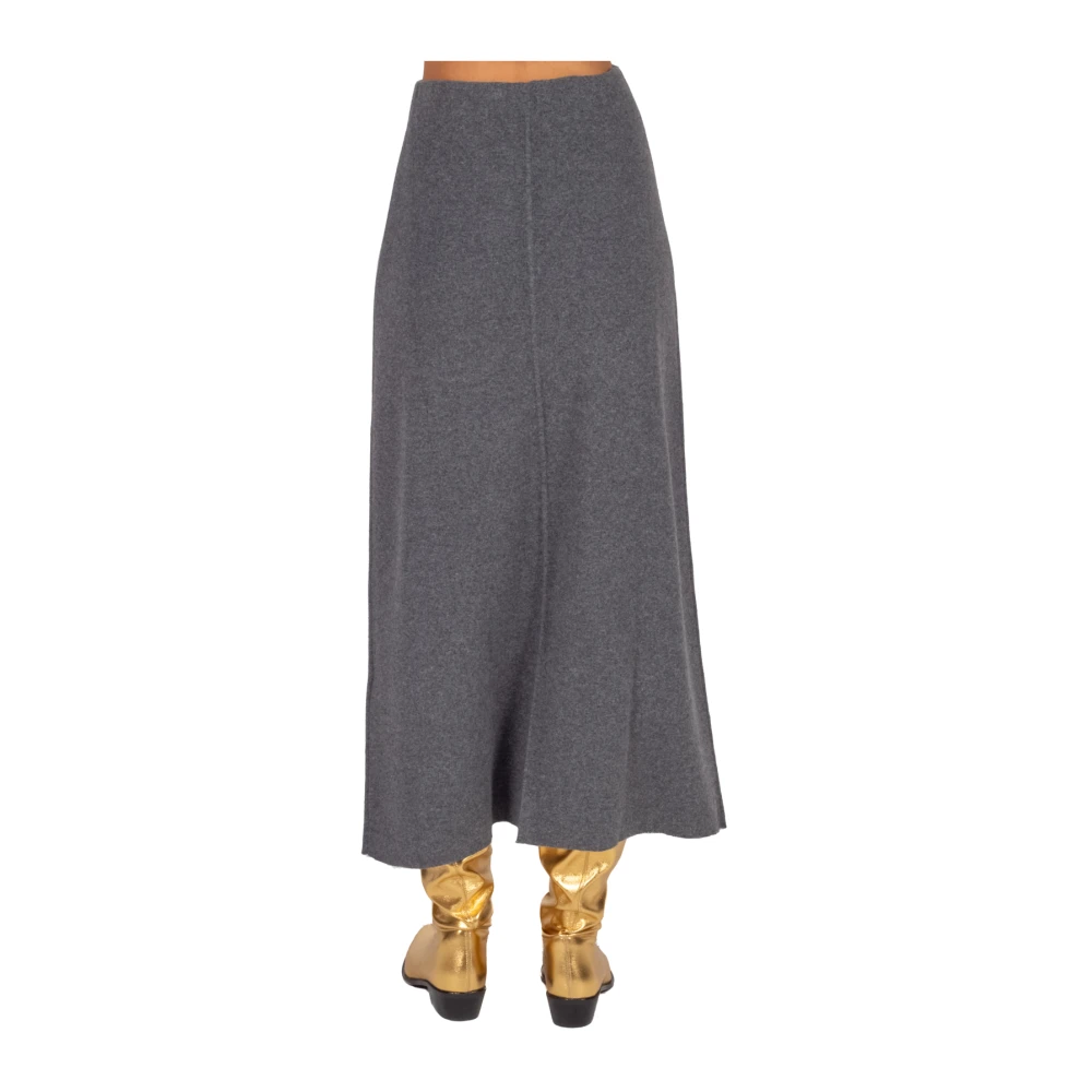 Semicouture Grijze Gebreide A-Lijn Maxi Rok Gray Dames