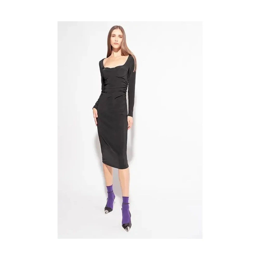 pinko Neopreen effect lange jurk Black Dames