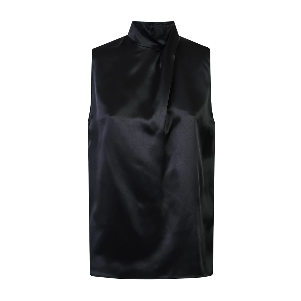 Eleventy Damen Schwarz Top Smanicato Con Piega