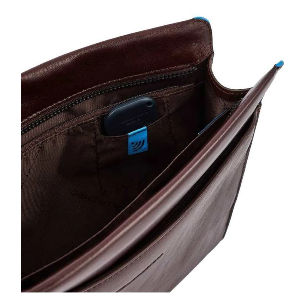 Piquadro Bruine leren schoudertas met rits Brown Heren