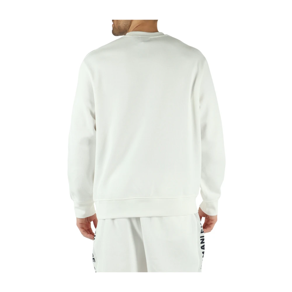 Armani Exchange Katoenmix Crewneck Sweatshirt met Logo Bands White Heren